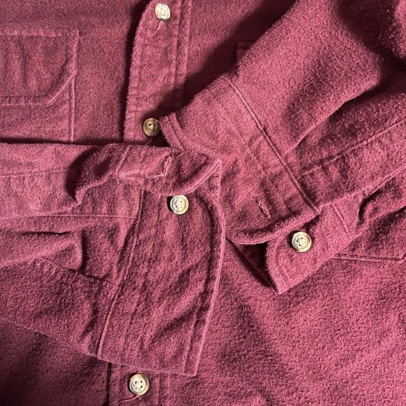 Vintage Woolrich Burgundy Flannel Button-Up Shirt – Size L - Picture 7 of 8